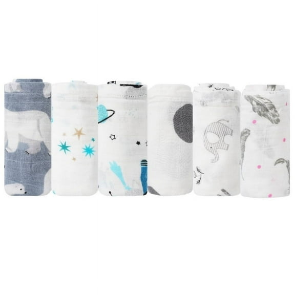 Norinori Muslin Squares Baby Muslin Cloths- 6 Pack Baby Cloth 60x60cm 100% Pure Cotton Super Soft Breathable Newborn Essentials Perfect Shower Gifts