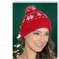 thumbnail image 4 of Winter Warm Christmas Hat Adult Snowflake Knit Cap Christmas Tree Cuffball Knit Cap, 4 of 7