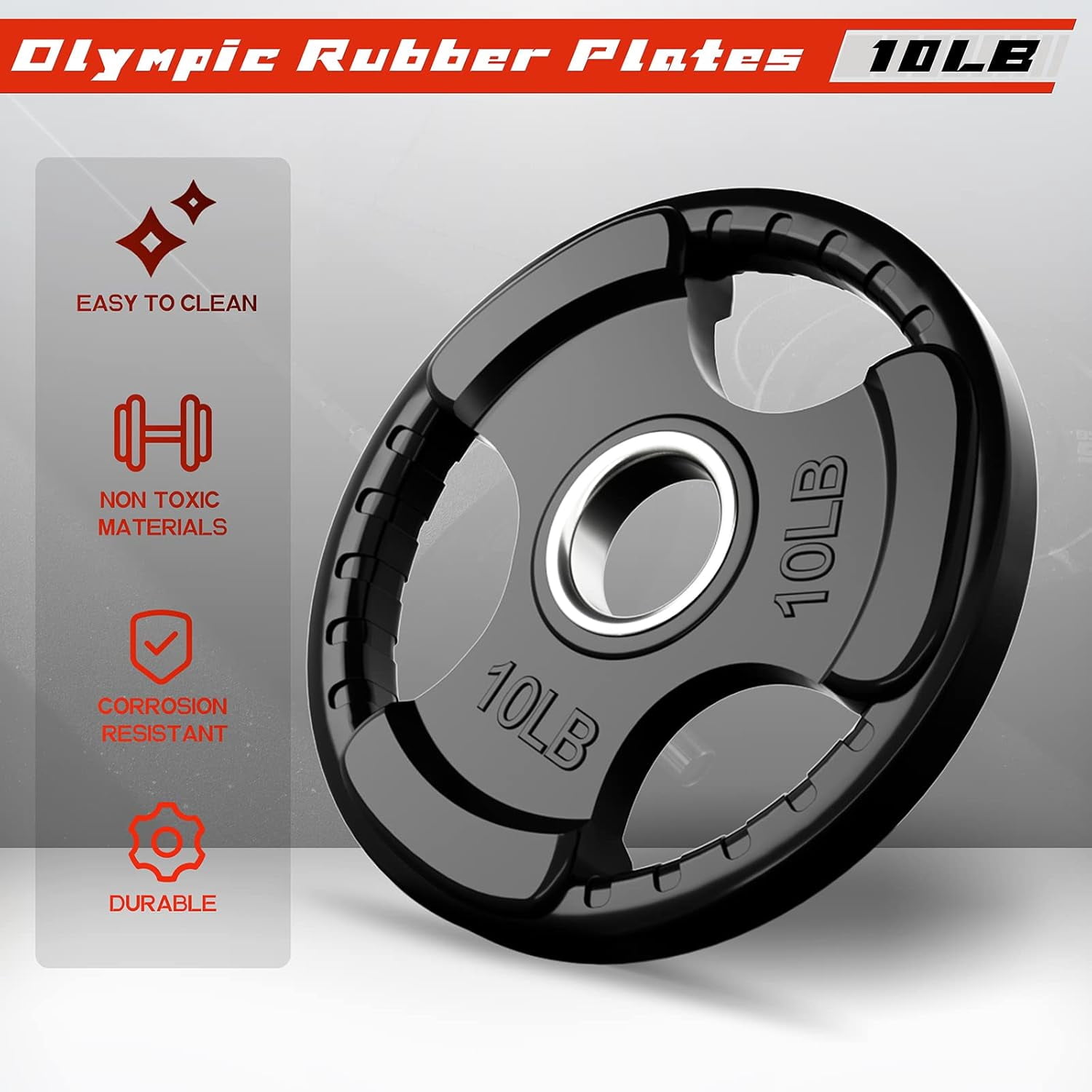 RitFit 230 lb Olympic Weights Plates Barbell Set, Rubber Plates Set for Weightlifting and Strength Training in Home & Gym