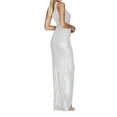 thumbnail image 7 of Telankuip Women's Sleeveless One Shoulder Dress High Waisted Slit Hem Sequined Maxi Evening Formal Dresses Trendy Solid Color Fitted Stylish Outfits White S, 7 of 7
