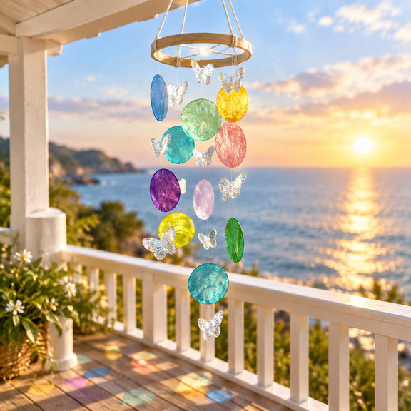 Liujiale Colorful and Soothing Outdoor Decor for Balcony, Garden, and Patio, Elegant Wind Chime with Melodious Sounds for Home and Showcase Display