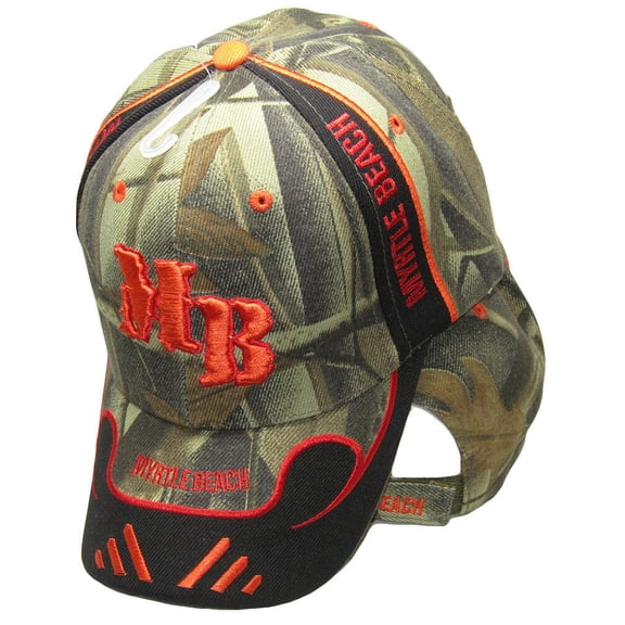 Myrtle Beach MB South Carolina SC Camouflage CAMO Black Embroidered Cap Hat