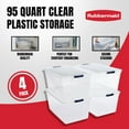 thumbnail image 3 of Rubbermaid Cleverstore 95 Quart Clear Plastic Storage Container & Lid, (4 Pack), 3 of 11