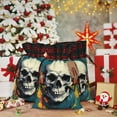 thumbnail image 6 of Rocae Modern Hip-Hop Skull Print Christmas Drawstring Linen Gift Bag with Drawstrings Treat Bag Goody Present Bags for Christmas Party Favor, 6 of 8
