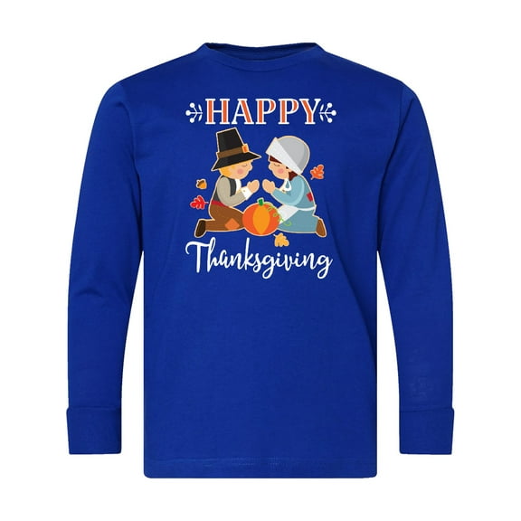 Inktastic Happy Thanksgiving Christian Pilgrims Holiday Long Sleeve Youth T-Shirt