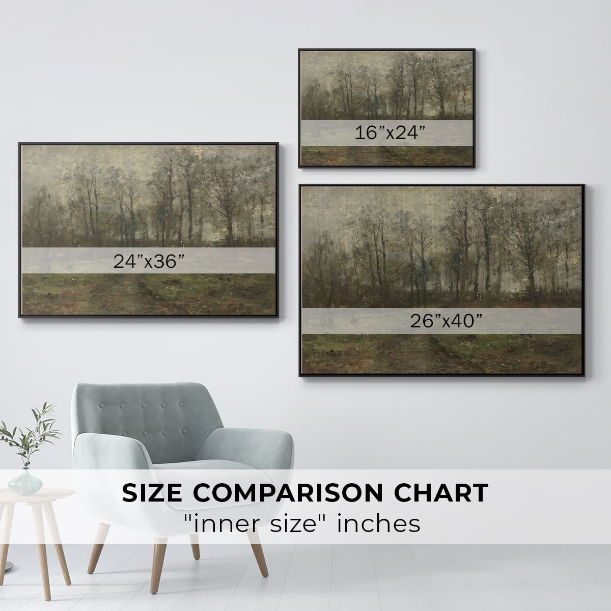Vintage Landscape-CCCXCVI By Wexford Home Framed in Black Wood Gallery Wrapped Canvas 17 in. x 25 in.