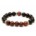 thumbnail image 2 of Natural Red Tigers Eye & Black Onyx 8mm Round Shape Smooth Cut Beads Stretchable Bracelet for Men & Women., 2 of 3