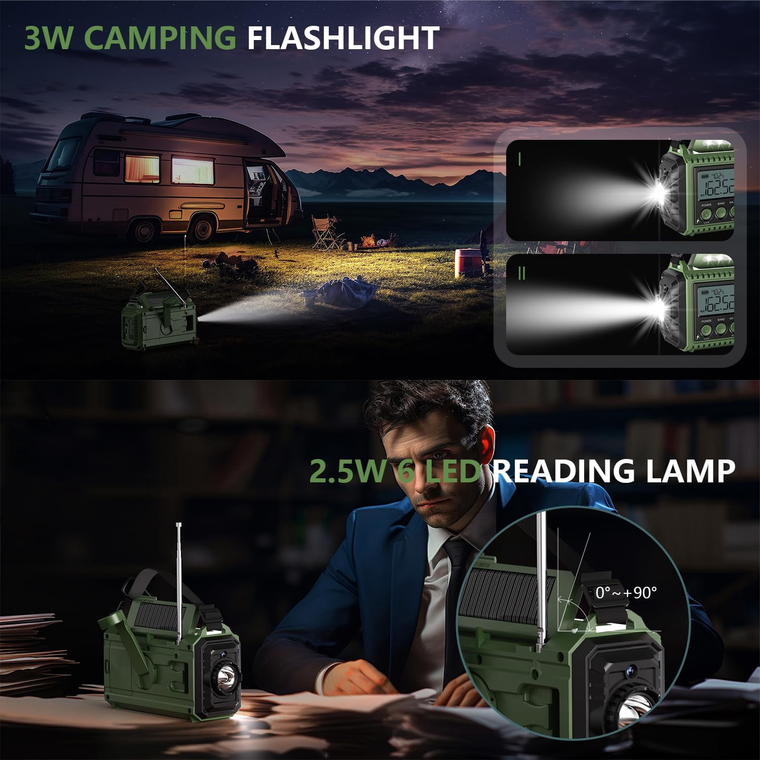 Noaa Emergency Radio With Auto Weather Alerts - 12000mah Solar Hand Crank  6 Power Sources Bright Lcd Digital Tuning Am/fm/sw Receiver Sos Alarm & For Home Camping