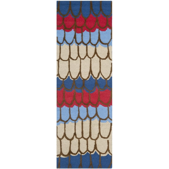 SAFAVIEH Kids Camden Geometric Runner Rug, Blue/Multi, 2'3" x 7'