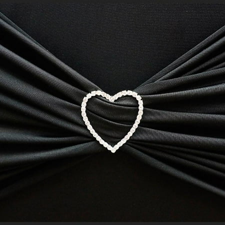 Silver Baptism Pin BalsaCircle Silver Heart Rhinestones Chair Sash Buckle Pin - Wedding Party Reception Linens Dinner Event Decorations ()