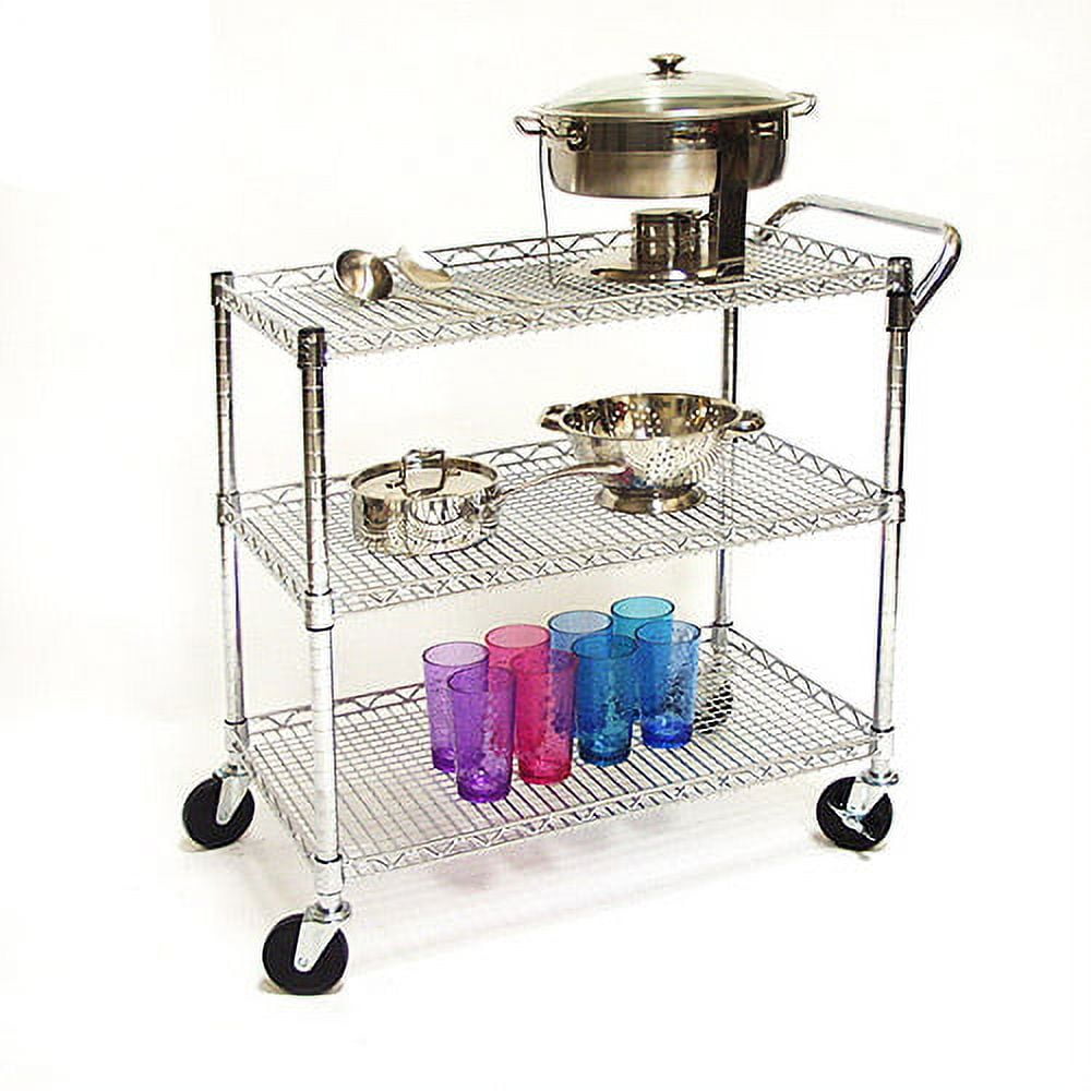 Seville Classics 3-Tier Commercial Rolling Utility Cart, UltraZinc