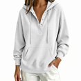 thumbnail image 2 of Teylalorva Womens Outerwear Jackets Classic Oversized Hooded Button Drawstring Pocket Pullover Sweatshirt Fall Winter White Size M, 2 of 6