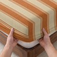 thumbnail image 3 of Queen Size Fitted Sheet Set - Terracotta Orange Stripes 3 Piece Bedding Sets 16" Deep Pocket Fitted Sheet with 2 Pillowcases, Modern Striped Cream Brushed Microfiber Hotel Luxury Bed Sheets, 3 of 9