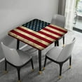 thumbnail image 4 of American Flag Square Fitted Table Cover, 4th of July Independence Day Wooden Planks Elastic Edge Tablecloths, Stain Resistant Table Cloth for Spring Summer Holiday Party Use, Fits 34 x 34 Inch Table, 4 of 6