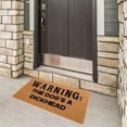 thumbnail image 4 of 1*Carpet Funny Doormat Front Door Mat Entryway Outdoor Mat Entry Brown Mat House Warming Gift Mat with Heavy Duty Front Porch Welcome Mats (Warning the Dog'S a Dickhead), 4 of 7