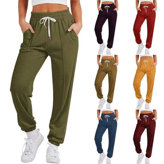 Sweatpants for Women Elastic Waist Drawstring Sweat Pants Comfortable Long Pant Baggy With Pockets
