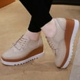 thumbnail image 6 of Lovskoo 2024 Women's Platform Wedge Shoes Square-Toe Lace-Up Fashion Dress Leather Shoes Beige, 6 of 8
