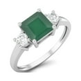 thumbnail image 2 of 0.95 Ctw Princess cut Square Green Onyx 925 Sterling Silver Trio Stone Dainty Women Valentines Day Gifts Ring, 2 of 4