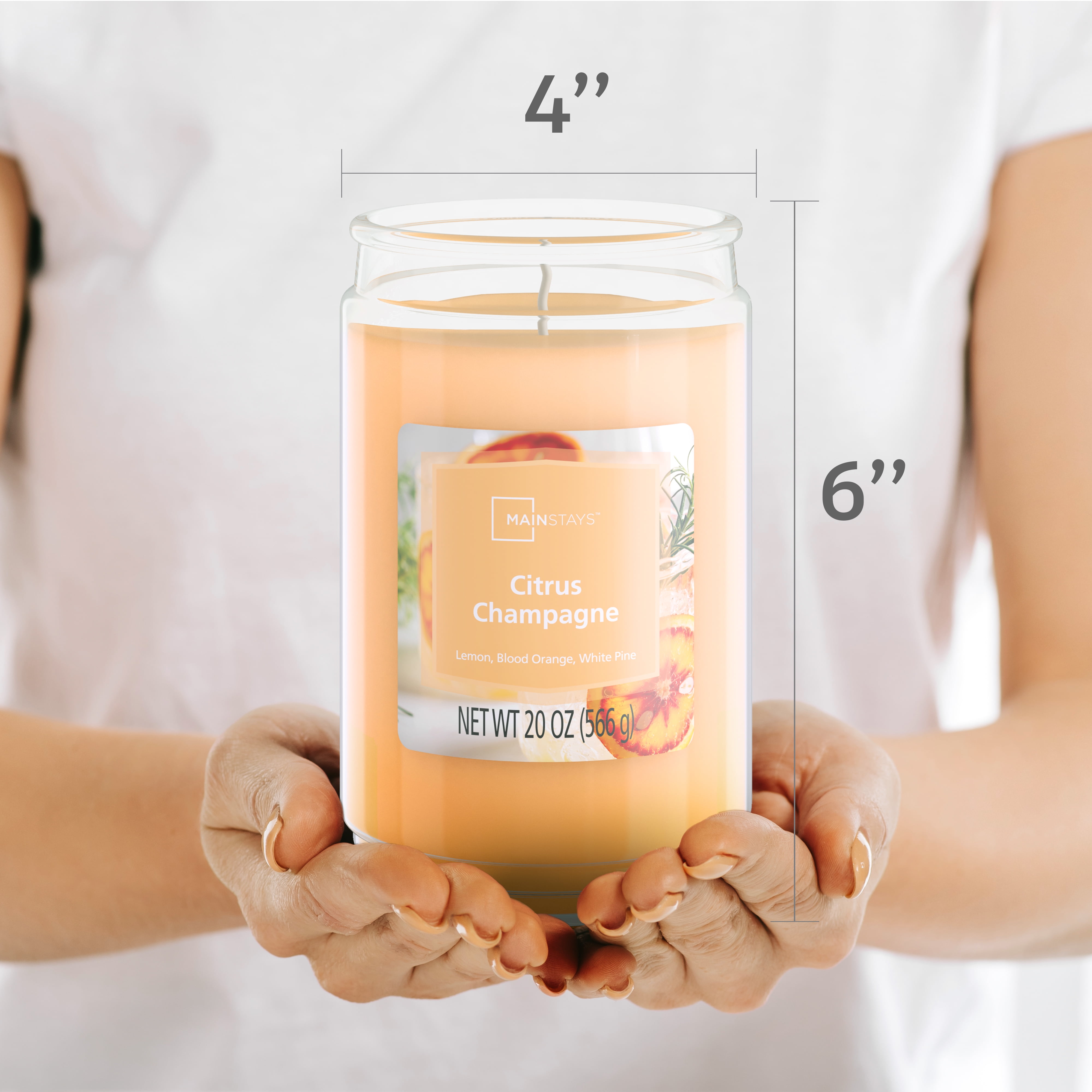 Mainstays 3-Wick Scented Glass Jar Candle, Citrus Champagne, 20oz.