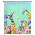 thumbnail image 2 of Teal Green Hummingbirds Sheer Curtains 45 Inches Long, Spring Flowers Plant Light Filering Curtains, Breathable Simi Curtain Privacy Drapes for Kitchen Bathroom Lightweight Small Window Treatment, 2 of 9
