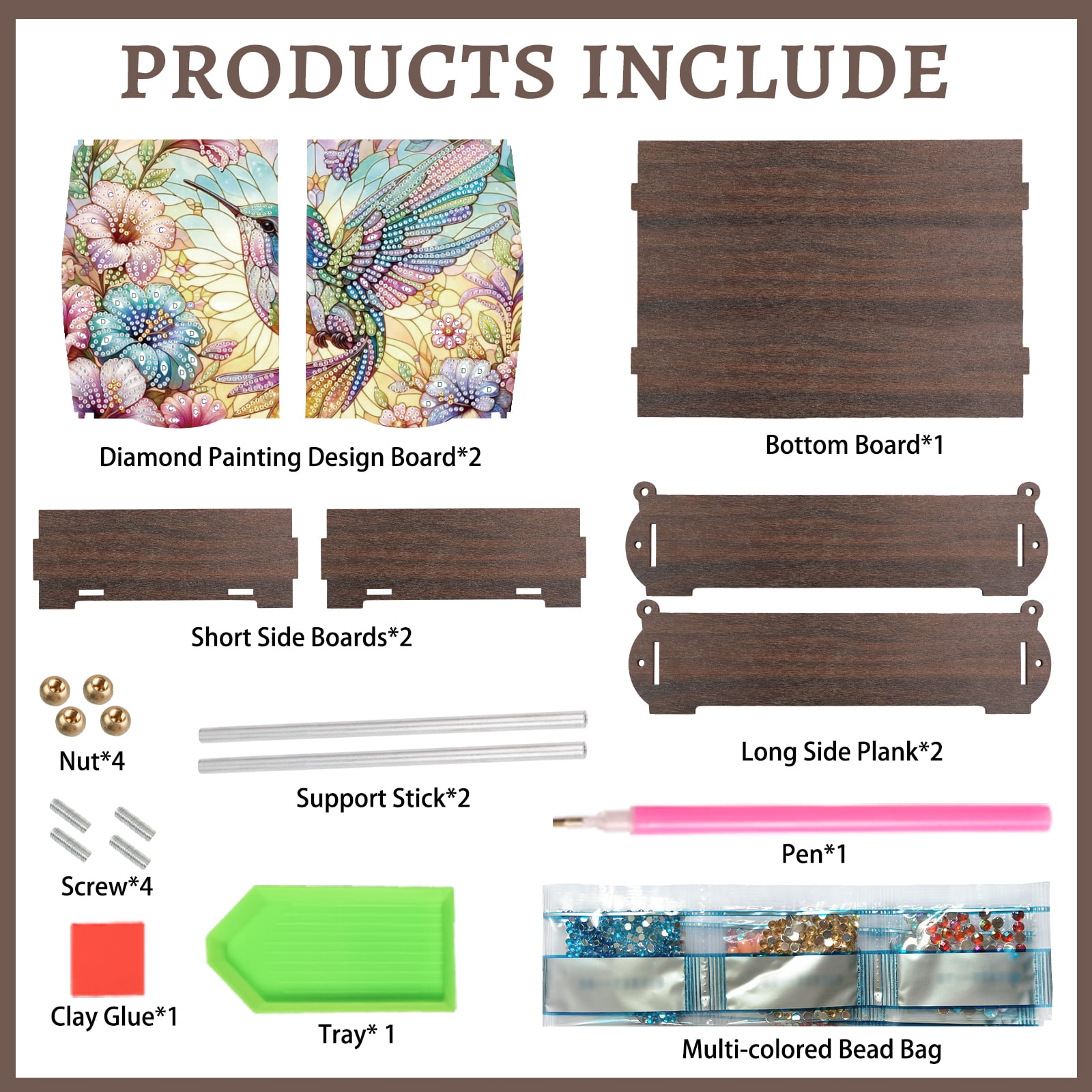 Diamond Painting Kit Storage Box Flower and Bird DIY Multi-Purpose Craft Storage Box Ideal for Home Offices and Holiday Gifts