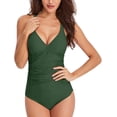 thumbnail image 1 of Trajes de baño de una pieza para mujer, trajes de baño de control Tommy fruncidos, cuello en V, espalda cruzada sexy, trajes de baño para nadar, 1 of 6