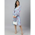 thumbnail image 4 of Janasya Indian Women's Sky Blue Georgette Floral Flared Western Dress, 4 of 8
