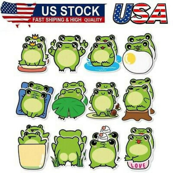 24 Pads Cute Frog Stickers Kawaii Fun Sticky Bulk Cartoon Stickers Pads Self