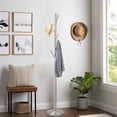 thumbnail image 5 of Kira Home Addison 68" Standing Coat Rack, 6 Hanging Hooks, Sleek Metal Silver Coat Stand, Weighted Base, Satin Steel, 5 of 8