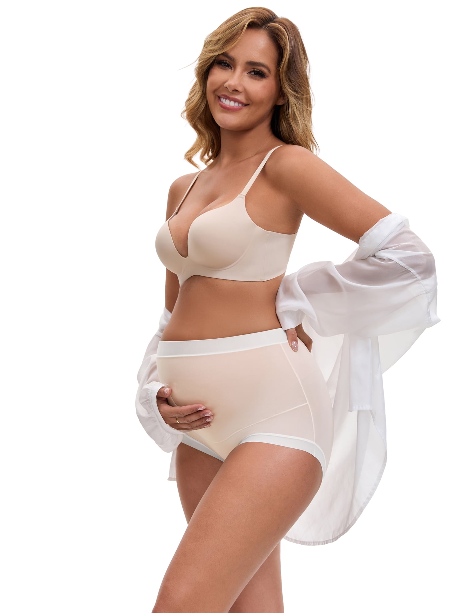 DARING DIVA Women's Plus Full Coverage High Waisted Ice Silk Underwear XL Light Pink