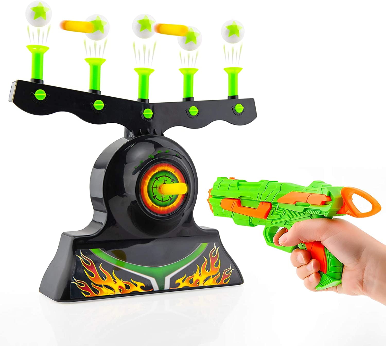 Shooting Games Toy for Age 6, 7, 8, 9, 10+ Years Old Kids, Boys - Glow in The Dark Foam Blaster Toy with 10 Floating Ball Targets and 3 Foam Dart - Ideal Gift