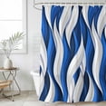 thumbnail image 6 of Blue White Moire Shower Curtain Set - Small 36" x 72" Washable Bathtub Curtain with 12 Hooks, Modern Abstract Art Waterproof Fabric Stall Shower Curtains for Bathroom/Bathtub Décor, 6 of 6