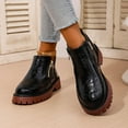 thumbnail image 2 of Ankle Boots for Women Lug Sole Chunky Heel Vintage Leather Zipper Short Fall Booties Casual Round Toe Slip on Loafers, 2 of 7