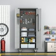 thumbnail image 4 of SUPEER 71" H Metal Rolling Storage Cabinet with Multi Use Pegboard, Large Steel Utility Toolchest Cabinet with Adjustable Shelves & Locking Doors - Garage Cabinets for Tool Storage, Assemble Required, 4 of 12