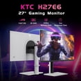 thumbnail image 3 of KTC H27E6 27-Inch Gaming Monitor, 2K QHD 320Hz Fast IPS, HDR400, 1ms Response Time, HDMI 2.1 & DP 1.4, Adjustable Height/Pivot/Swivel/Tilt, White for Esports & PC Gaming, 3 of 10