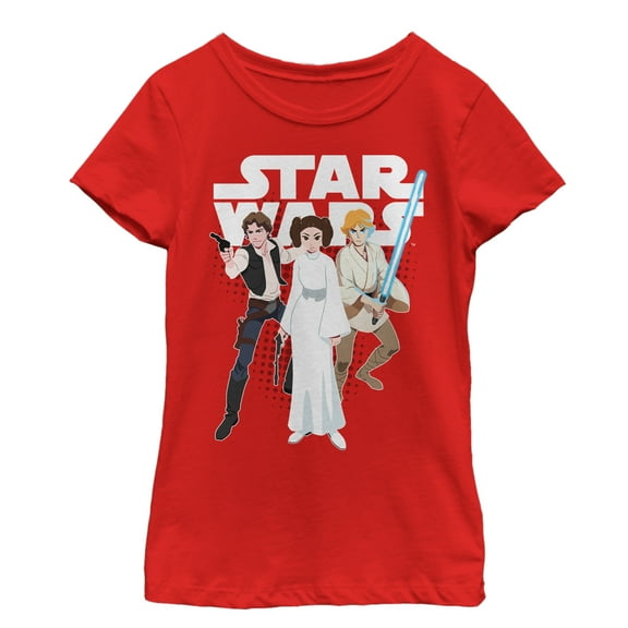 Girl's Star Wars Galaxy of Adventures Trio Pose  Graphic Tee Red Medium