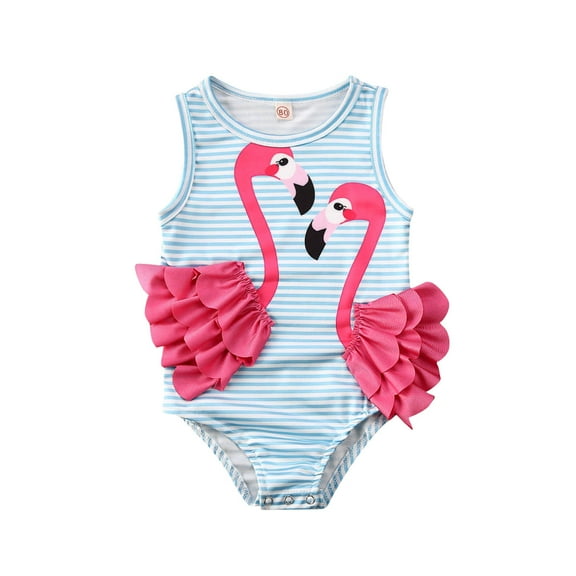 Aunavey Baby Girl One Piece Swimsuit Swimwear Toddler Kid Flamingo Bikini Bathing Suit Sunsuit Rash Guard