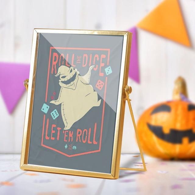Adorno de acrílico con borde dorado, 14,5 cm de ancho x 19,5 cm de largo, perfecto como complemento de mesa para una decoración de Halloween brillante y espeluznante