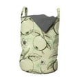 thumbnail image 1 of Fruits Laundry Bag, Vintage Style Abstract Composition with Apples Leaves Flowers Grunge Look, Basket with Handles Drawstring Closure for Laundromats, 13" x 19", Olive Green Pale Green, by Ambesonne, 1 of 4