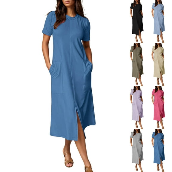 Summer Dresses for Women 2025, Women's Summer Casual Dress Gradual Sleeveless Neck V-Neck Long Dress(Black,S)