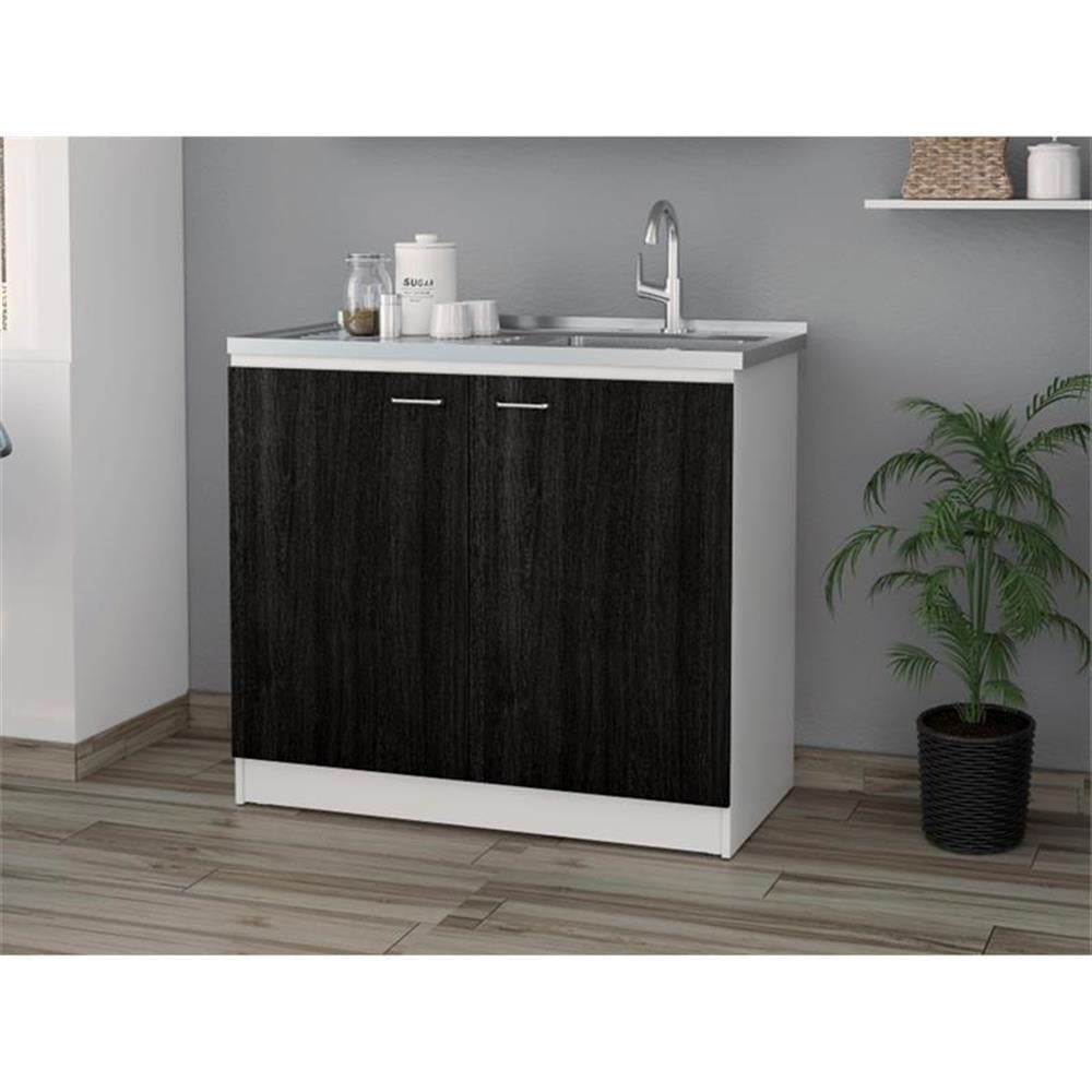 Pemberly Row Engineered Wood Cabinet with Utility Sink in Espresso