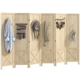 thumbnail image 1 of HOMCOM 4.7' 6 Panel Room Divider with Pegboard Display for Indoor, Natural, 1 of 10
