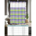 thumbnail image 6 of No Hook Cloth Fabric Shower Curtain with Snap in Liner, Slate Blue Plaid Waterproof Shower Curtains Set with See Through Top Window, Colorful Vintage Check Farmhouse Bath Curtains Shower 72"x84", 6 of 6