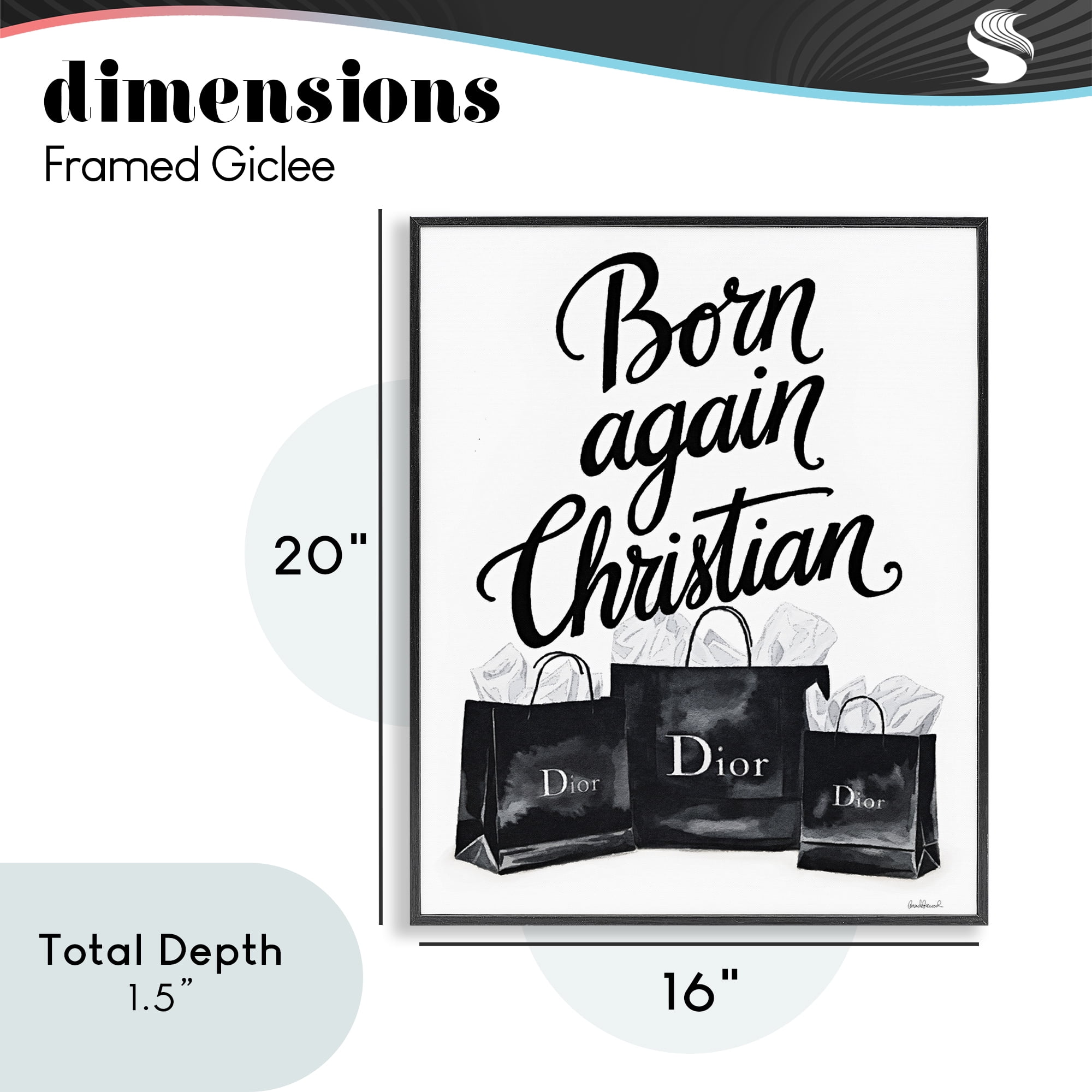 Shopping Born Again Christian Black Framed Giclee Art, design by Amanda Greenwood