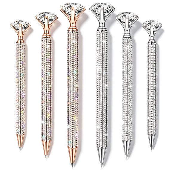 6 Pack Sparkly Pen with Diamond - Bling Pens for Women, Metal Ballpoint Pen Set for Wedding Birthday Office