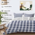 thumbnail image 3 of 3 Piece Navy Blue White Plaid Duvet Cover Set Queen Size, Microfiber Comforter/Quilt Cover with Corner Ties and 2 Pillowcases, Farmhouse Checkered Buffalo All Season Soft Bedding with Zipper Closure, 3 of 8