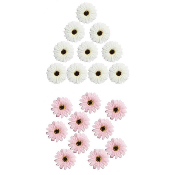 10 Piezas de Gerbera Artificial Margarita Flores Cabezas para Diy Crema+10 Piezas de Gerbera Artificial Margarita Flores Cabezas para Diy
