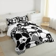 thumbnail image 3 of jejeloiu Soccer Game Full Size Comforter Sets,Football Sport Theme Bedding Comforter Set,White Black Check Bedding Sets For Boys Kids,Microfiber Bedroom Decor,3-Piece, 3 of 8