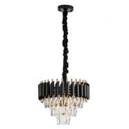 Modern Black & Gold 3-Tier Crystal Chandelier - Semi-Flush Mount Ceiling Light