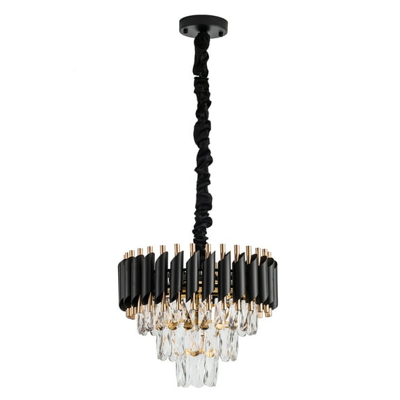 Wozzio Luxurious Crystal Chandelier, 3 -Tier 5-Light Contemporary Empire Style Crystal Chandelier, Crystal Ceiling Pendant Light Fixture For Entryway Foyer Stairwell Living Room, Bulbs Not Included